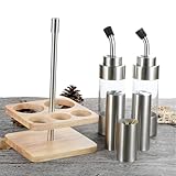 4er-Menage Für Salz, Pfeffer, Öl Und Essig, Mit Passendem Ständer, 5-tlg, 2 Streuer Und 2 Flaschen, Fassungsvermögen: 40/160 Ml, Nachfüllbares Design