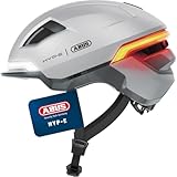 ABUS Fahrradhelm HYP-E - Helm mit Frontlicht, Rücklicht und Blinklicht - geeignet auch fürs Fahrradfahren auf E-Bike und S-Pedelec - für Jugendliche und Erwachsene - Größe S, Silber