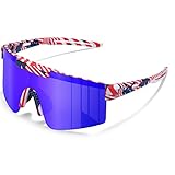 suoso Sportbrille Polarisiert Radsportbrillen Fahrradbrille Schnelle brille für Herren Damen Sport Sonnenbrille UV400 Klar Laufbrille für MTB Rennrad Fahrrad Ski Rave Flag