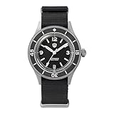 watchdives Taucheruhr für Herren, Vintage WD50 Fathoms NH35 NH38 Automatikuhren, 40 mm, Gewölbtes Glas, 300 m wasserdichte Taucherarmbanduhr, Schwarzes Zifferblatt mit Nylon-Uhrenarmband