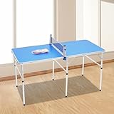 Tischtennisplatte compact, Indoor Tischtennistisch, Tischtennistisch im modernen Design inklusive Tischtennisnetz, 2 Tischtennisschlägern und 3 Bällen, 152 x 76 x 76 cm