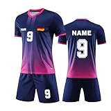 Deutschland-Feier-Trikot, personalisiertes Trikot-Set für Männer und Kinder mit Namen und Nummer, individuelles Fußball-Trikot für Jungen, individuelles EM-Feier-Jubel-Trikot Lila