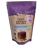 Torras Stevia Schoko Drops, 60% Kakaogehalt, Schokoladen Drops ohne Zuckerzusatz, Aromapack 200g