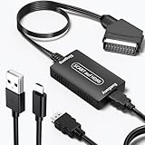 Gulemfy Scart auf HDMI Adapter, Männlicher Adapter Scart auf HDMI, 720P/1080P Video Audio Konverter mit HDMI Kabel und USB Netzkabel für PS3 DVD Xbox STB Sky