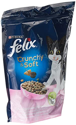 FELIX Crunchy & Soft Junior Kittenfutter trocken, mit Huhn und Gemüse, 4er Pack (4 x 950g)