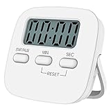 Jsdoin Küchentimer mit großem LCD-Display, digitaler Küchentimer zum Kochen, magnetische Stoppuhr, Timer mit lautem Wecker, Eieruhr, weiß