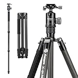 Fotopro 172,7 cm Kohlefaser-Stativ für Kamera, kompaktes Reisestativ mit Kugelkopf, abnehmbares Einbeinstativ mit Schnellwechselplatte und Tragetasche, Belastung bis zu 12 kg, X-go Max E2, Schwarz