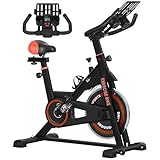 HOMCOM Heimtrainer, professionelles Indoor-Fitnessrad mit verstellbarem Lenker und Sattel, Ablagefach, LCD-Monitor, Flaschenhalter, 8kg Schwungrad und Rädern, rot