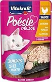 Vitakraft Poésie Délice, Junior, Nassfutter Katze, Katzennassfutter in Sauce, mit Huhn, für junge Katzen, ohne Zusatz von Zucker und Getreide (1x 85g)