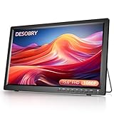 DESOBRY Tragbare Fernseher 15,6 Zoll 1080P Auflösung, Kleiner Fernseher-Unterstützung USB HDMI AV-Eingang und DVB-T2, Camping tv mit akku mit 12v Adapter Fernbedienung und Antenne