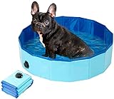 Sweetypet Hundepool Zusammenfalten: Faltbarer Hundepool mit rutschfestem Boden & Ablassventil, 80 x 20 cm (Planschbecken, Faltbares Planschbecken, Hundespielzeug)