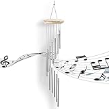 12 Aluminiumrohre Windspiel Garten Hängend, Windspiele für Draußen Hängend, Windspiel Metall für Gartenterrasse Hinterhof Home Decor