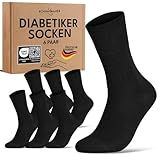 Diabetikersocken ohne Gummibund & ohne Naht 97% Baumwolle (6 Paar) Diabetiker Socken mit Komfortbund für Damen & Herren 70108T (Schwarz 39-42) WP