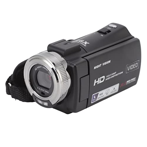 Camcorder Digitale Videokamera mit Festem Objektiv F 3,2, F 7,5 Mm 3-Zoll-LCD-Farbdisplay 30 MP 1080P 16-facher Zoom für Fotografie, Videoaufnahme, Handheld-DV(110-240 V)