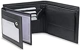 FOMAX® Herren Geldbörse aus echtem Leder mit RFID Schutz, Querformat Portemonnaie für Männer, Schwarz