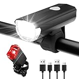 LED Fahrradlicht Set StVZO Zugelassen Fahrrad licht Fahrradbeleuchtung USB Aufladbar Fahrradlicht Vorne & Rücklicht IPX5 Wasserdicht Fahrradlichter LED Fahrradleuchtenset Fahrradlampe