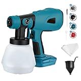 Kabelloser Farbsprüher für Bosch 18 V Akku, Handheld-HVLP-Farbspritzpistole mit 4 Düsen, 1000 ml Behälter für Wände, Zaun, DIY, Haus, Hausmalerei