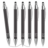 Cobee Stylus Tip Kugelschreiber, 6 Stück 1,0 mm Einziehbarer Kugelschreiber Mittlere Spitze Glatter Schreibstift Schwarze Tinte Metallstift Stylus Schöner Stift für Touchscreens
