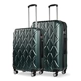 SPARSANDO Hartschalen-Kofferset | Premium-Qualität ABS-Gepäcktrolley & Design-Muster | Original TSA-Schloss & 360° drehbare 4 Rollen | Teleskopgriff | wasserdicht (Grün, 2er Kofferset (L+XL))