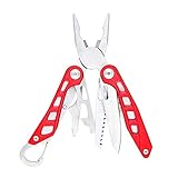 Amazon Basics 8-in-1-Multitool-Sicherheitsschloss aus Edelstahl mit Nylonscheide, Rot