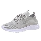 LKRSEEF Damen Laufschuhe, Sommer Leichte Atmungsaktiv Sneaker 03 Grau 42 Freizeit Schuhe Wanderschuhe Sportschuhe Turnschuhe Hallenschuhe orthopädische Trekkingschuhe barfußschuhe Walkingschuhe Damen
