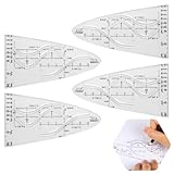 GHVACZS 4 Stück Parabelschablone, Parabelschablone Mathe, Schablone Einheitsparabel, Normalparabel Schablone für Studenten, Designer und Büroangestellte