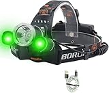 Ayvicco LED Stirnlampe - Ultrahelle 5000 Lumen, 3 Beleuchtungsmodi, Weiß & Grün Jagd Stirnlampen, Wasserdicht, USB Wiederaufladbare Kopflampe Perfekt für Imkerei, Angeln, Camping, Wandern