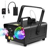 Katomi 800W Nebelmaschine mit Musikgesteuert Discokugel, 4 LED RGB Effekt Licht Smoke Machine,Mini Fog Rauchmaschine mit Funkfernbedienungen für DJ Disco Party,Halloween,Hochzeiten Weihnachten