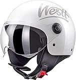 Westt Jethelm Motorradhelm mit Visier ECE 22.06 Zertifiziert Roller Helm für Damen und Herren Mopedhelm Ideal für Motoroller, Moped, Scooter, Mofa usw