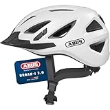 ABUS Stadthelm Urban-I 3.0 - Fahrradhelm mit Rücklicht, Schirm und Magnetverschluss - für Damen und Herren - Weiß, Größe L