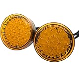 Für Chopper Cafe Racer Harley Honda Suzuki 2PCS Universal Motorrad Blinker LED Blinker Gelb Linse ATV Rund Vorne Hinten E8 Lampe