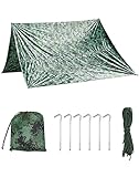 QWORK® 3 x 3 m Wasserdicht Camping Tarp Tarnmuster Zeltplane für Camping Picknick Outdoor Aktivitäten