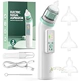 YSWOVUO Nasensauger Baby Elektrisch mit 5 Saugstufen, Elektrischer Nasensauger Baby Staubsauger mit Display, Usb-Aufladbar mit 3 Silikondüsen und Pinzette, Musikfunktion und Farblichtern, Grün