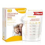 BURNNOVE Muttermilchbeutel 130 Stück Muttermilch Aufbewahrung Bags 250ml BPA-frei Doppelreißverschluss Auslaufsichere Milchbeutel Verdickt Geruchlos Vorsterilisiert Einfrierbar Platzsparend