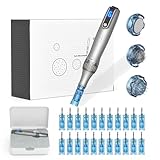 Microneedling Pen M8S,Elektrischer Derma-Pen Kabellos Einstellbar 0-2,5mm mit LCD Bildschirm und 6 Stufen inkl. 22 Stk Nadelpatronen,Dermapen Microneedling für Gesicht und Körper M8SKIT-EU