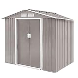 HATTORO S100 XL Metall Gerätehaus Verschiedene Größen Geräteschuppen Garten Schuppen Gartenhaus Farbwahl (Hellgrau)