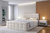 AXLIVING Bett mit Bettkasten 140x200 cm Argentaro Boxspringbett beige