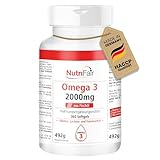 Omega 3-360 Softgels - 2000mg Fischöl pro Tagesdosis -mit EPA, DHA & Vitamin E - Hochdosiert – Deutsche Produktion & Laborprüfung - NutriFair | Premium & Fair