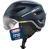 ABUS Stadthelm Pedelec 2.0 ACE - Fahrradhelm mit Rücklicht, Visier, Regenhaube, Ohrenschutz - für Damen und Herren - Blau Matt, Größe M​
