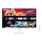 Samsung M7 Smart Monitor S32BM701UU, 32 Zoll, VA-Panel, Bildschirm mit Lautsprechern, 4K UHD-Auflösung, Bildwiederholrate 60 Hz, 3-seitig fast rahmenloses Design, TV Apps mit Fernbedienung