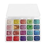 Aquarellfarben-Set – Aquarellfarben-Set, Glitzer-Aquarellfarben, 20 Farben, tragbares Bastelkunstprojekt, Zubehör für Männer, Frauen, Kinder, Teenager, Studenten, Amateure, Hobbyisten
