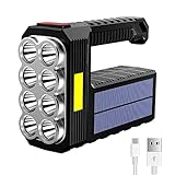 Solar-Taschenlampe, wiederaufladbar, 8 LEDs, mit COB-Standlicht, hohe Lumen, 3 Modi, Suchlicht, tragbar, leicht, wasserdicht, für Angeln, Outdoor, Camping, Notfälle