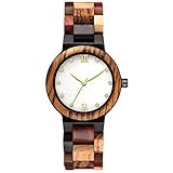 rorios Mode Damen Holzuhr Analog Quarz Armbanduhr Casual Wasserdicht Holzuhren Handgemachte Uhren für Männer und Frauen
