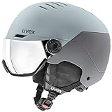 uvex wanted visor - robuster Skihelm für Damen und Herren - mit Visier - optimierte Belüftung - glacier - rhino matt - 54-58 cm