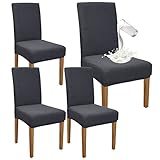 Granbest Premium Wasserdicht Esszimmer Stuhl Abdeckungen Satz Von 4, Stretch Hohen Zurück Stuhlhussen Slipcover Für Esszimmer, Abnehmbaren Stuhl Schutz Für Bankett, Küche, Party (4er Set, Grau)