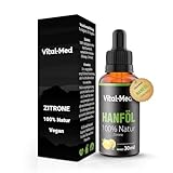 Extra starkes und hochdosiertes Hanföl mit 30ML (750 Tropfen) - Premium Vital Hanfsamenöl - 100% Natur - Hanftropfen mit Omega 3-6-9 (30ML, Zitrone)
