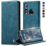 Deisyzy Handyhülle Kompatibel mit Huawei P30 Lite Hülle mit Schutzfolie, [Kartenfach] [Ständer] Premium PU Leder Schutzhülle, Magnet Klappbar Klapphülle Flip Case für P30 Lite - Blau