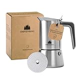 Groenenberg Espressokocher Induktion 4 o. 6 Tassen Espresso I Mokkakanne aus hochwertigem Edelstahl I Espressokanne mit Ersatzdichtung & Reduziersieb