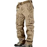 Arbeitshose, Cargohose für Herren, aus Baumwolle, für Outdoor-Aktivitäten, Wandern, Arbeitshose, Ripstop, taktische Kampfhose mit 8 Taschen, robuste Multifunktionshose, Herren, Wandern