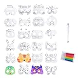 24Stück Tiermasken Kindermasken zum Ausmalen Kinder Partymasken für Halloween Weihnachten Geburtstag Bühnenaufführungen Thema Party Carnival